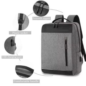 طقم 3 حقائب لون رمادي مع فتحة كابل شاحن